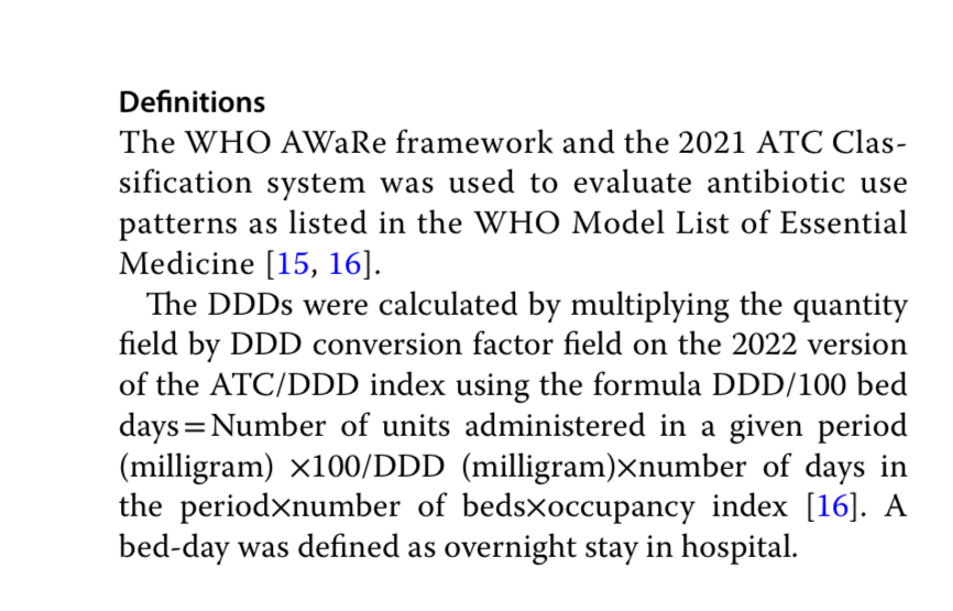 Definitions The WHO AWaRe framework and the 2 0 2