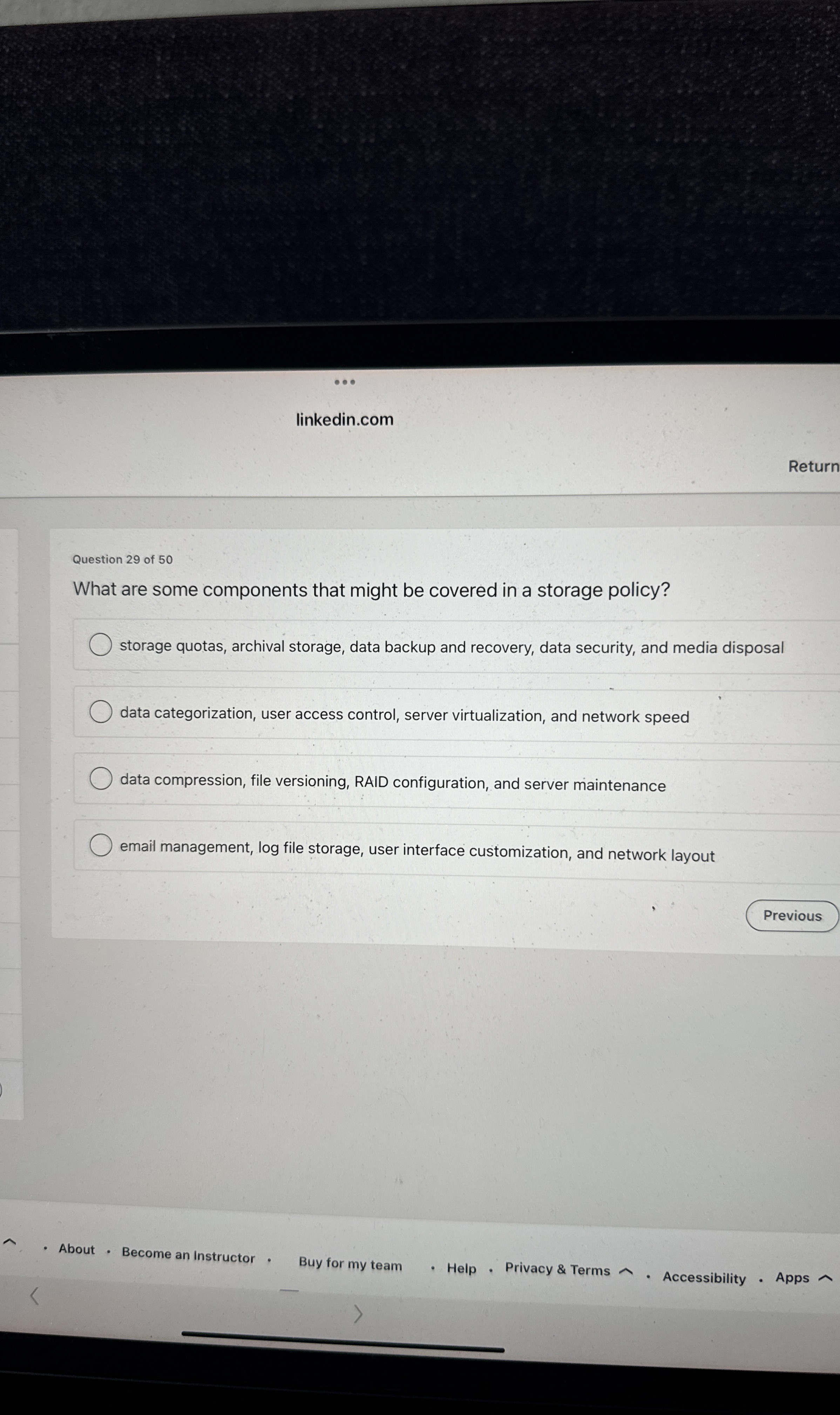 linkedin.com Return Question 2 9 of 5 0 What are