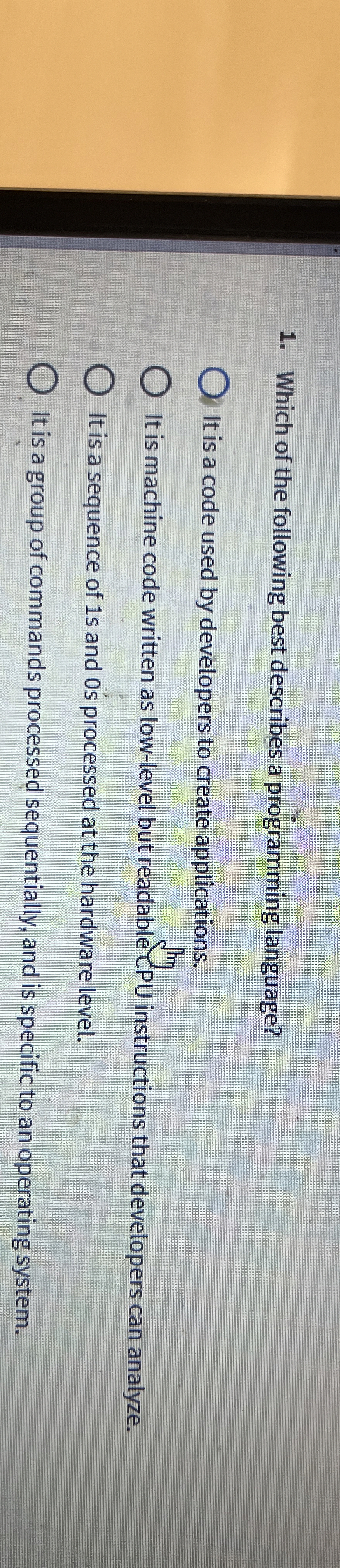 Which of the following best describes a