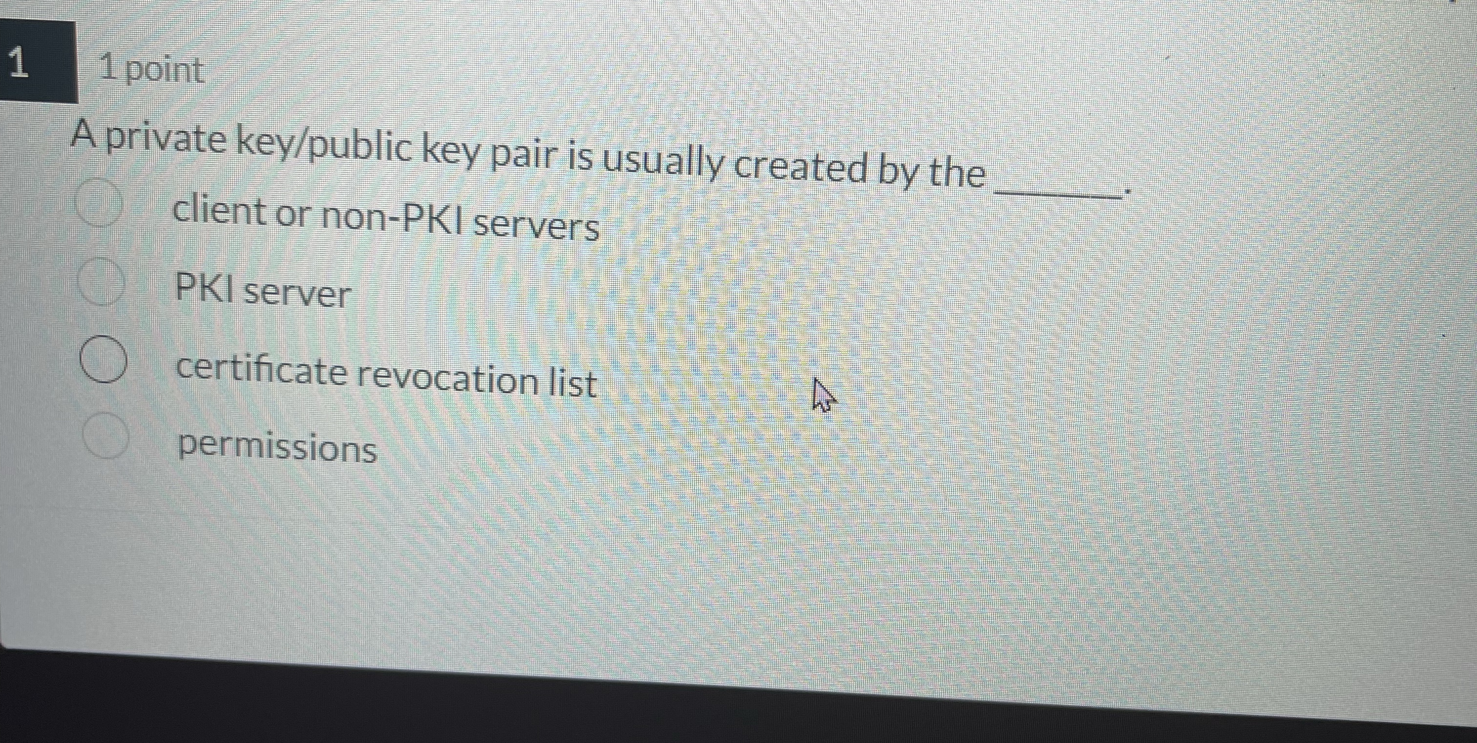 1 1 point A private key / public key pair is