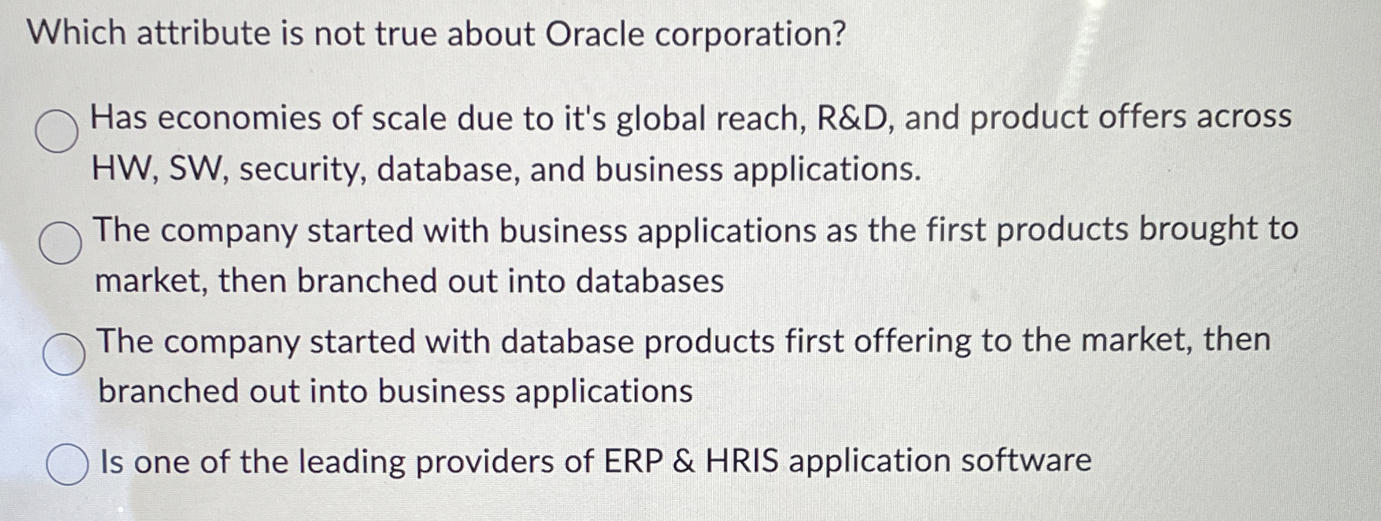 Which attribute is not true about Oracle