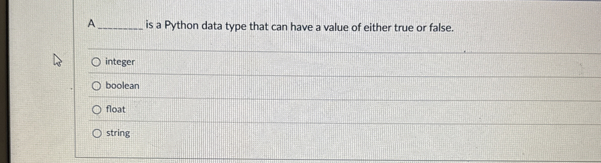 A is a Python data type that can have a value of