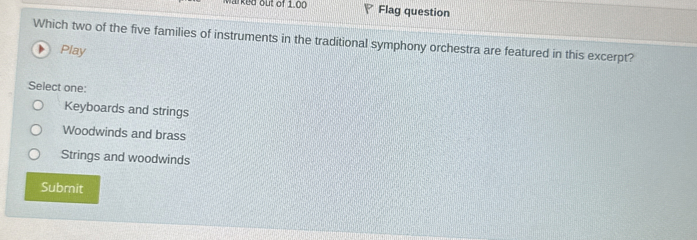 Which two of the five families of instruments in