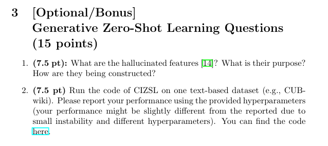 3 Generative Zero - Shot Learning Questions ( 1 5