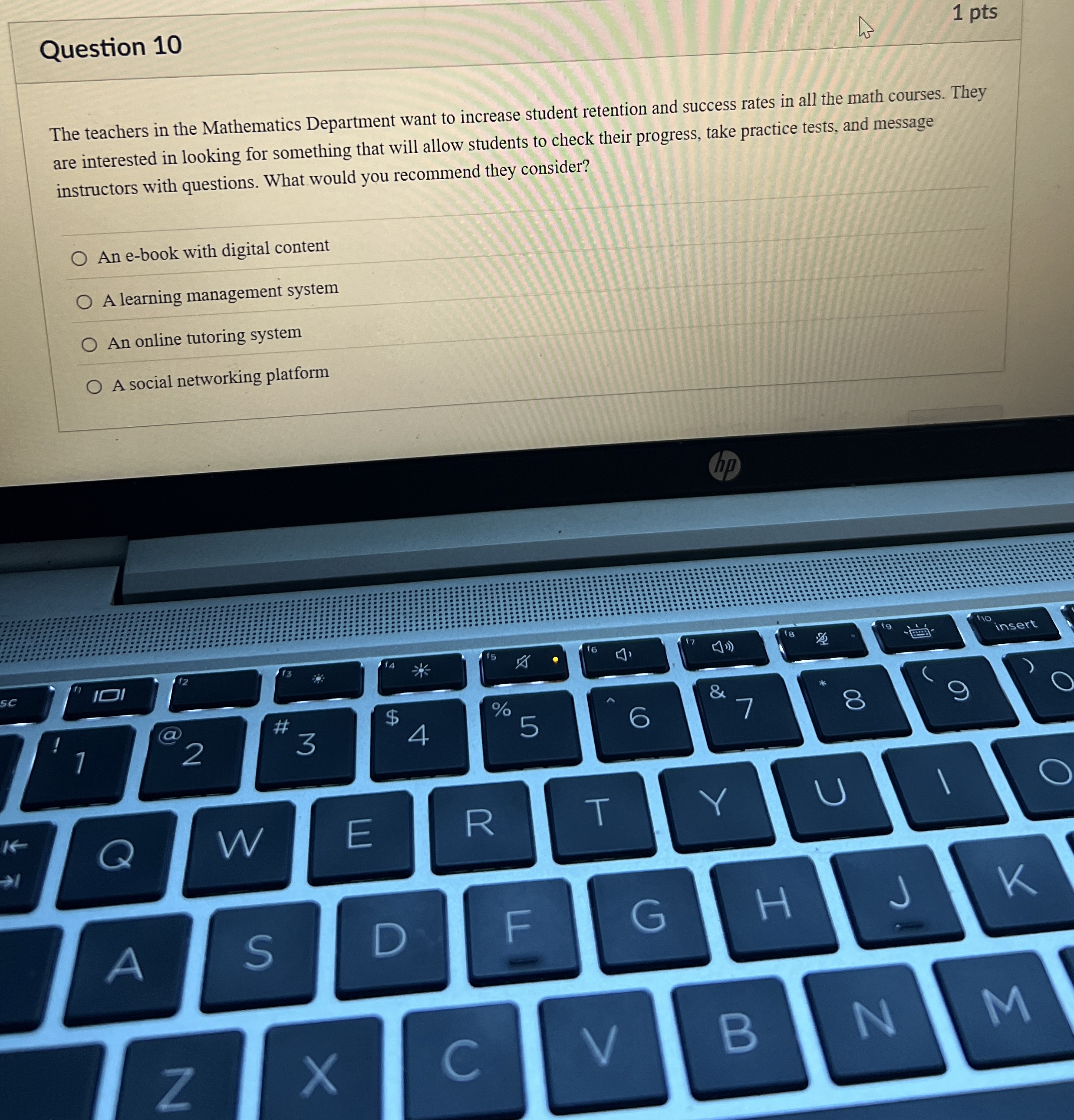 Question 1 0 The teachers in the Mathematics
