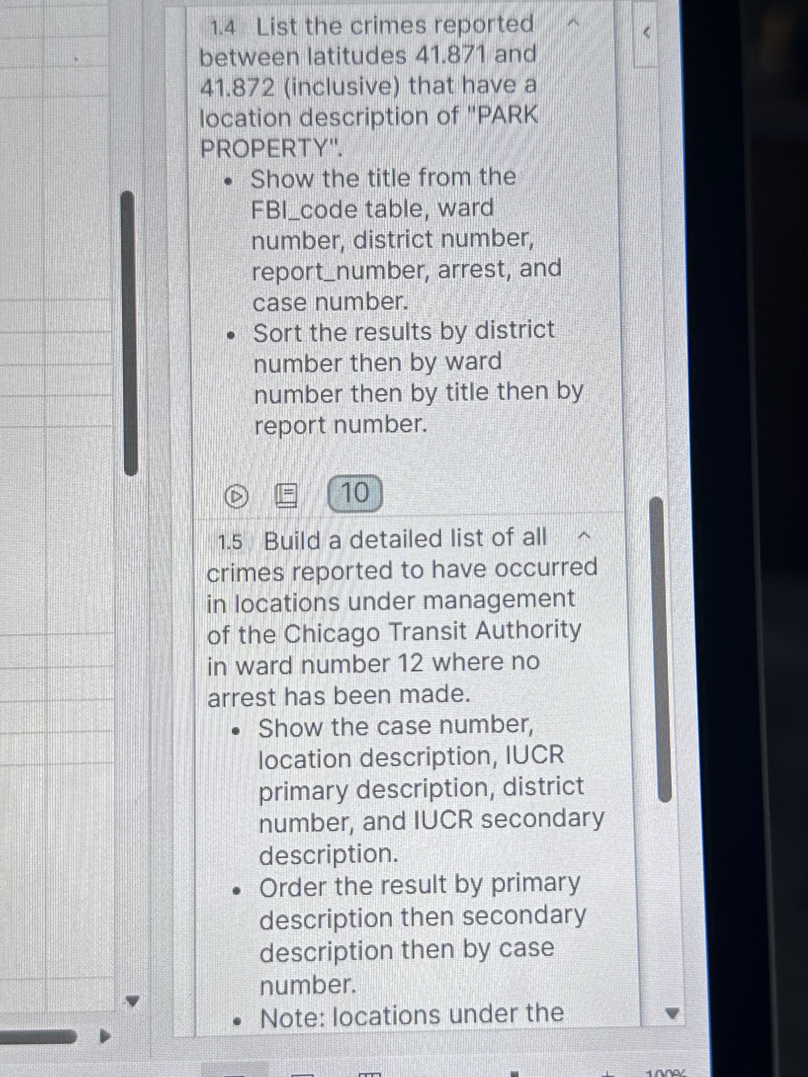 1 . 2 List the crimes reported to have occurred