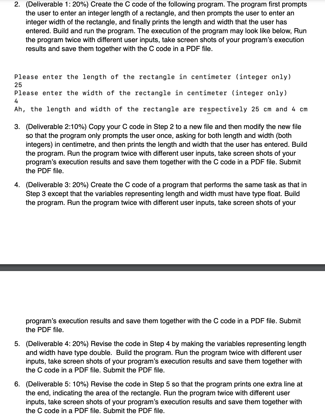 ( Deliverable 1 : 2 0 % ) Create the C code of