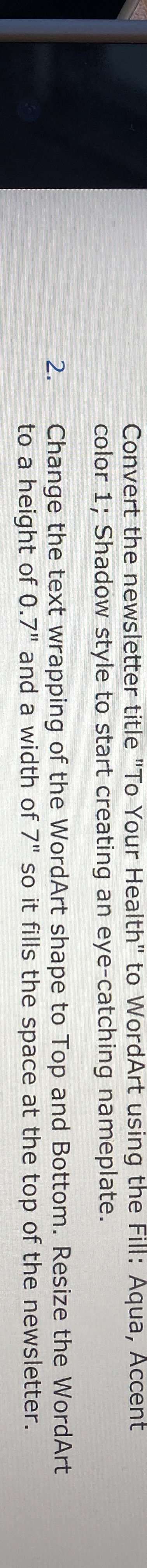 Convert the newsletter title " To Your Health" to