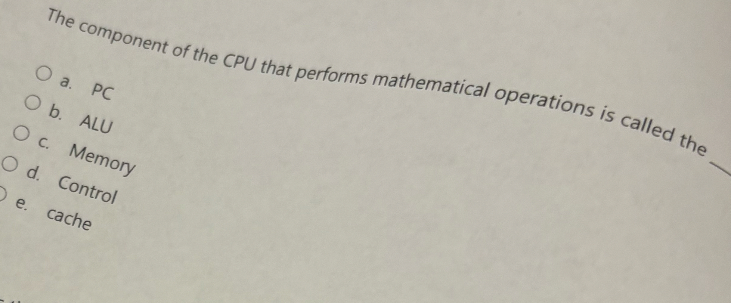 The component of the CPU that performs