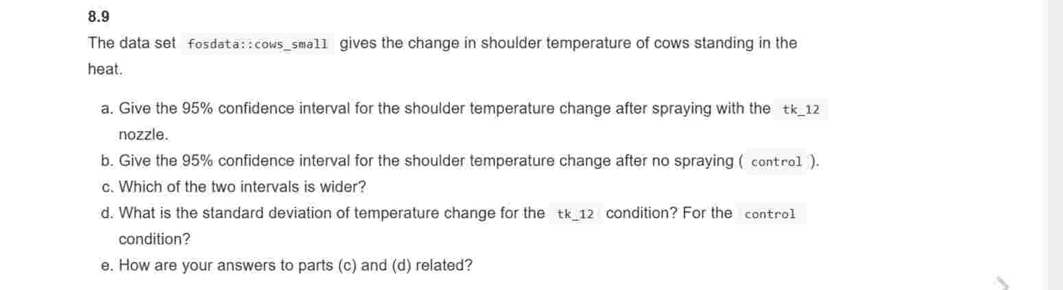 show the math for 8 . 9 , DO NOT DO CODE IN R 8 .