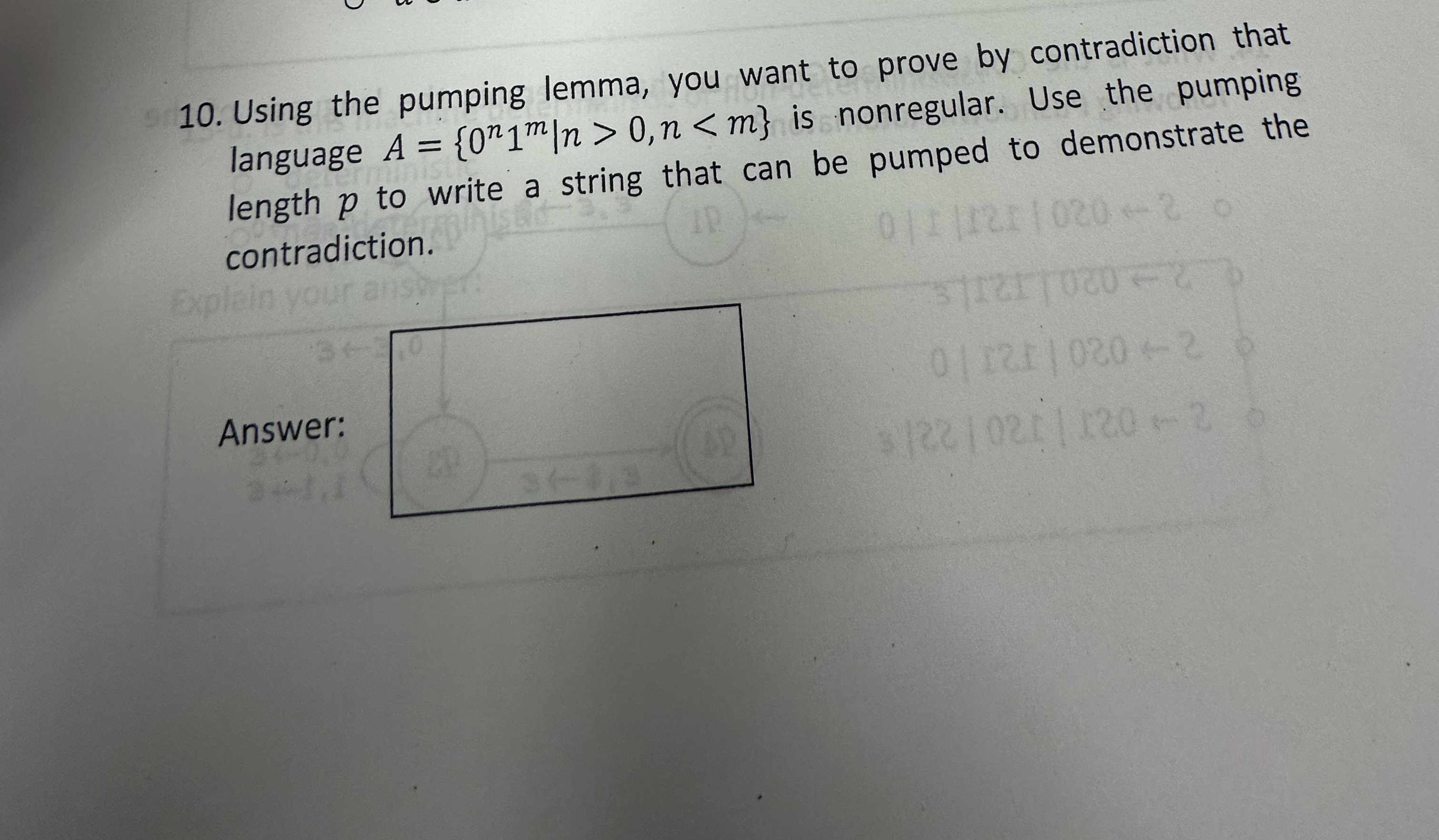 Using the pumping lemma, you want to prove by