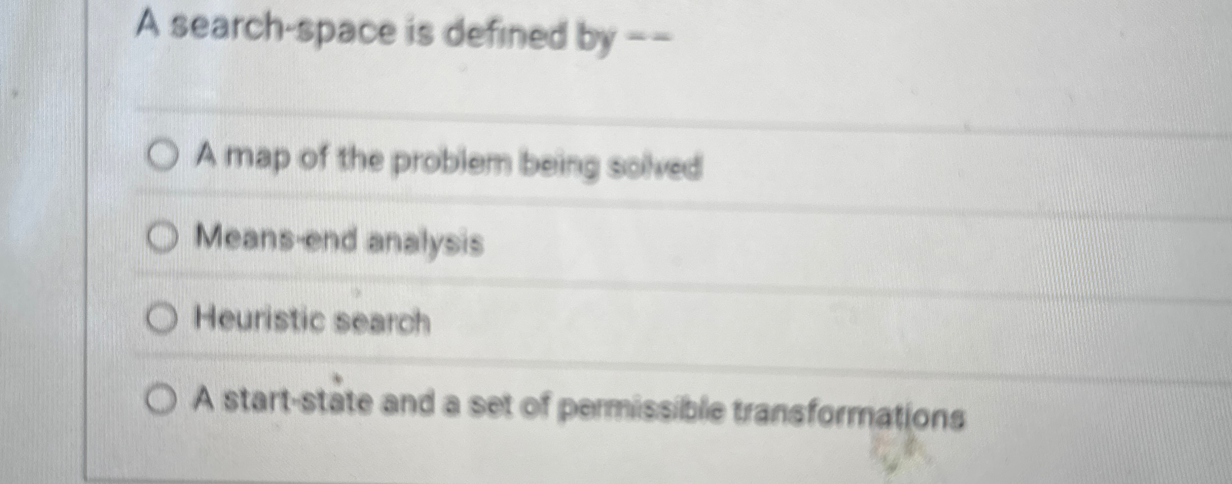 A search - space is defined by - - A map of the