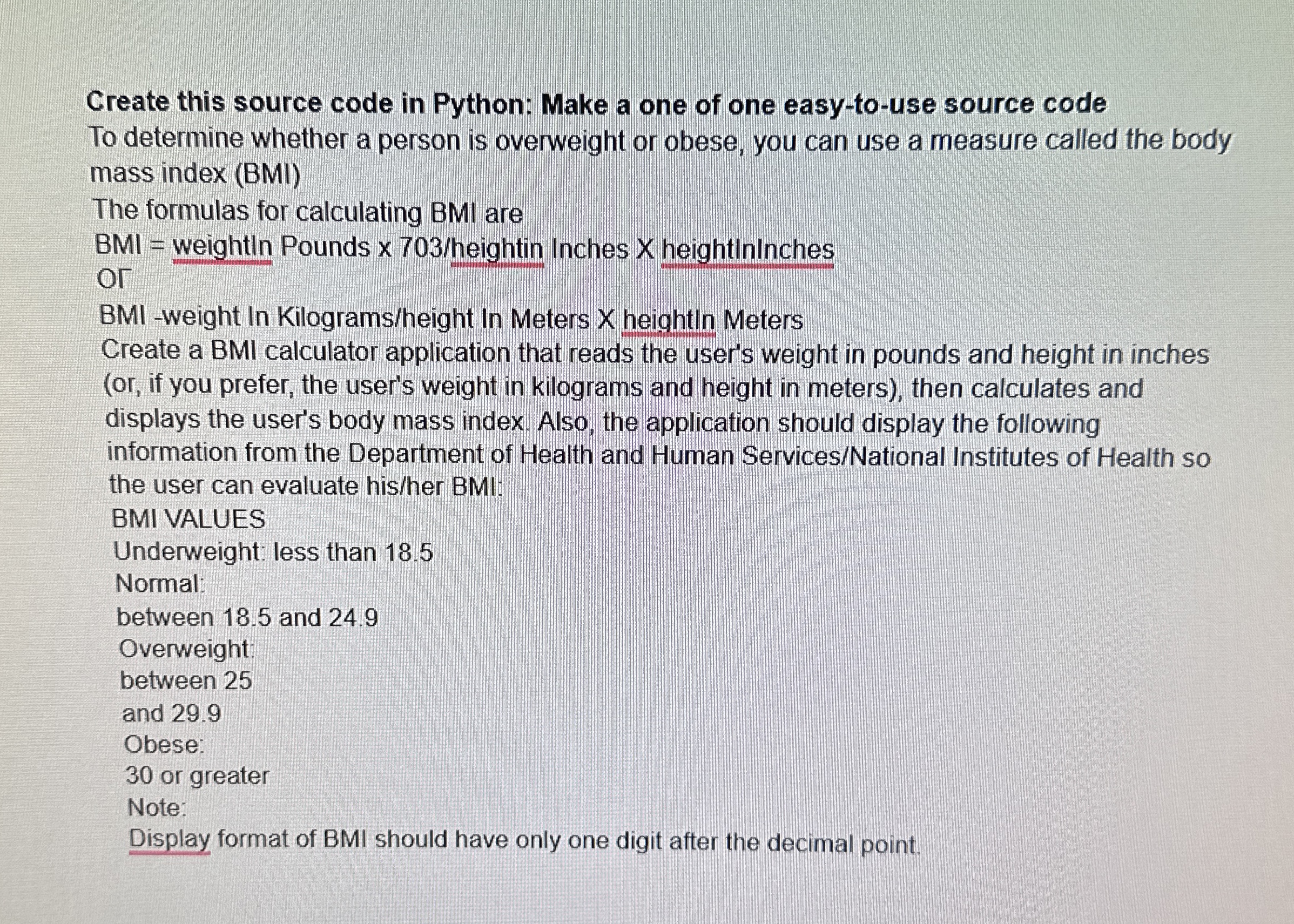 Create this source code in Python: Make a one of