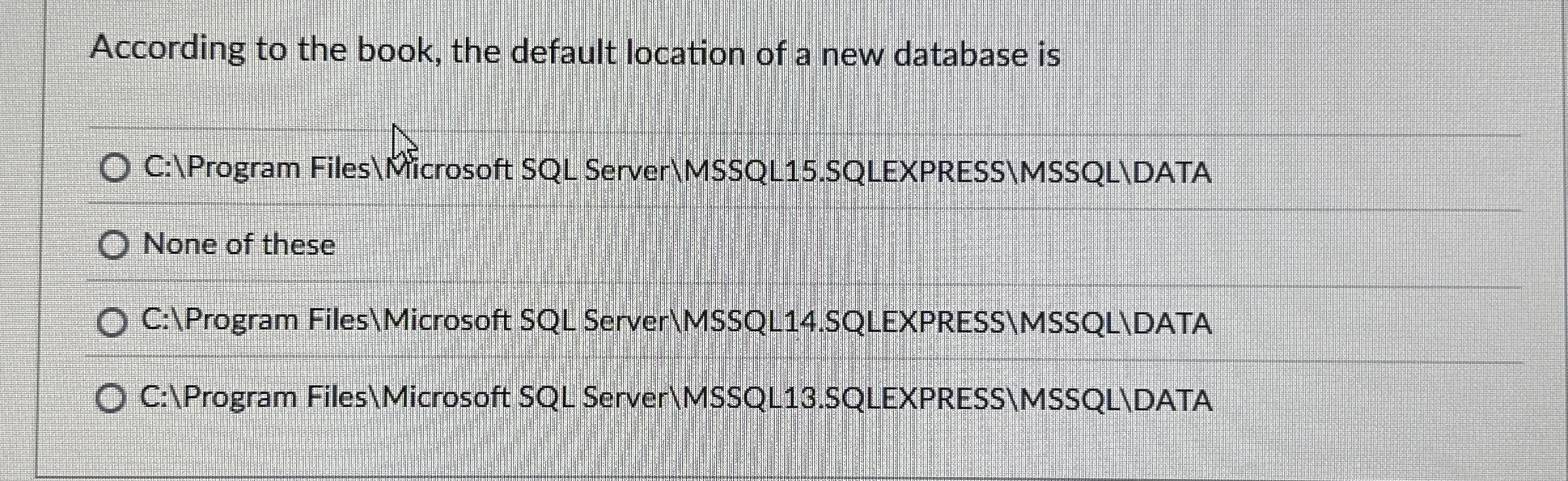 SQL - the default location of a new database is