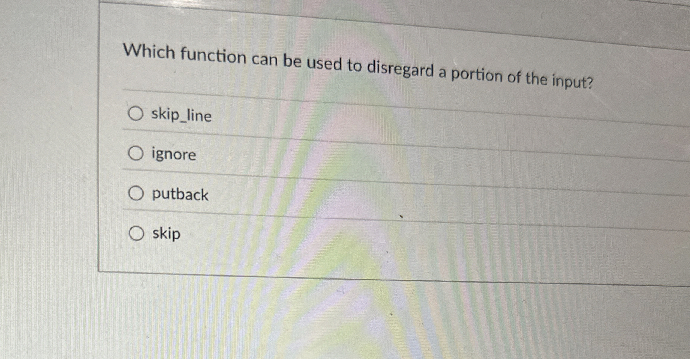 Which function can be used to disregard a portion
