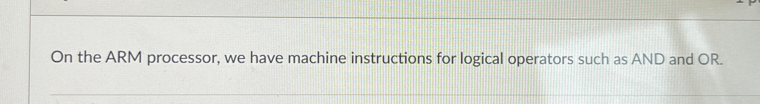 On the ARM processor, we have machine