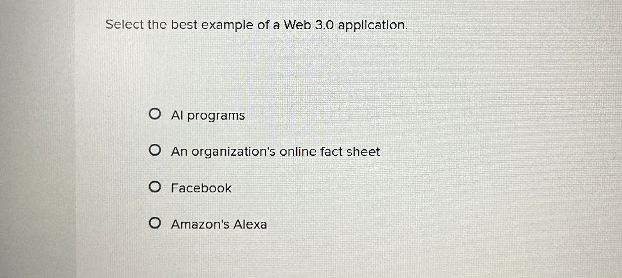 Select the best example of a Web 3 . 0
