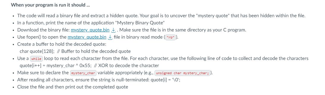When your program is run it should be in C The