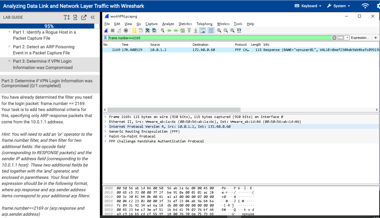 Make a Screen Capture showing the arp responses