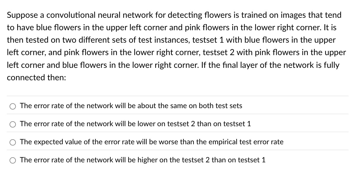 Suppose a convolutional neural network for
