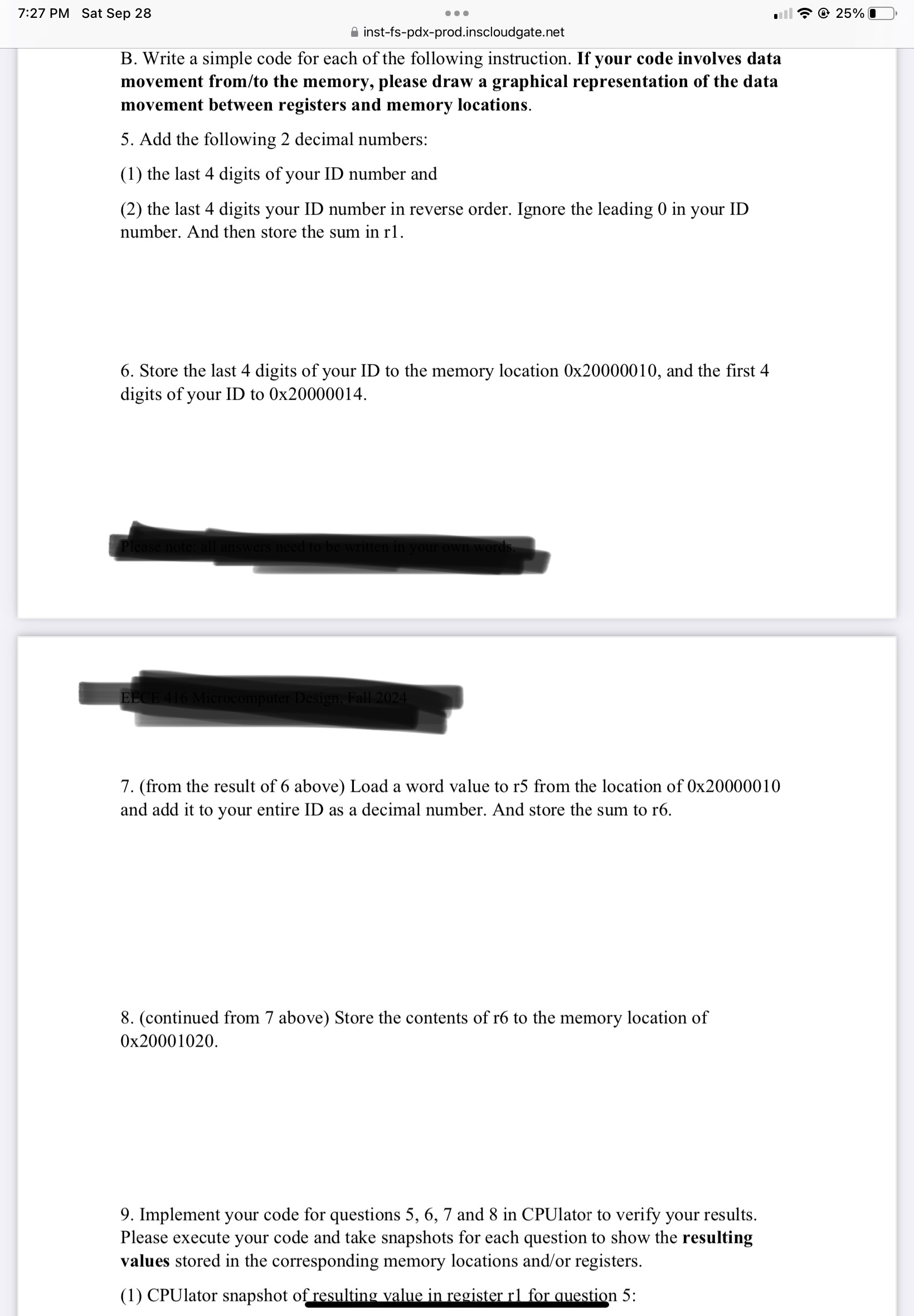 B . Write a simple code for each of the following