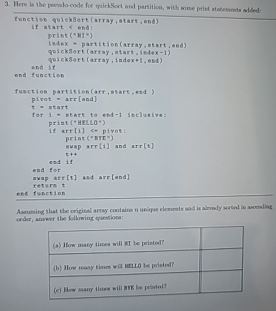 Here is the poecudo - code for quickSort und