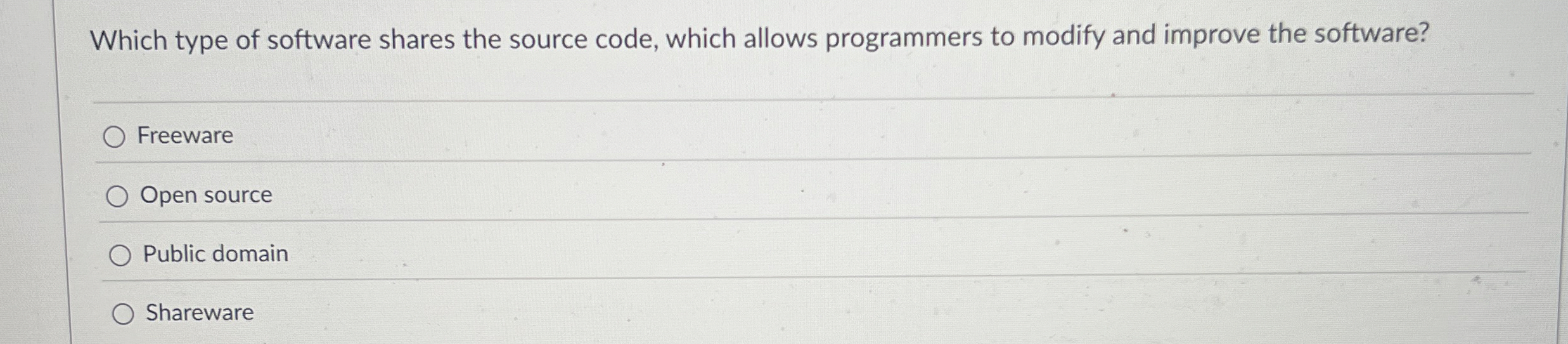 Which type of software shares the source code,