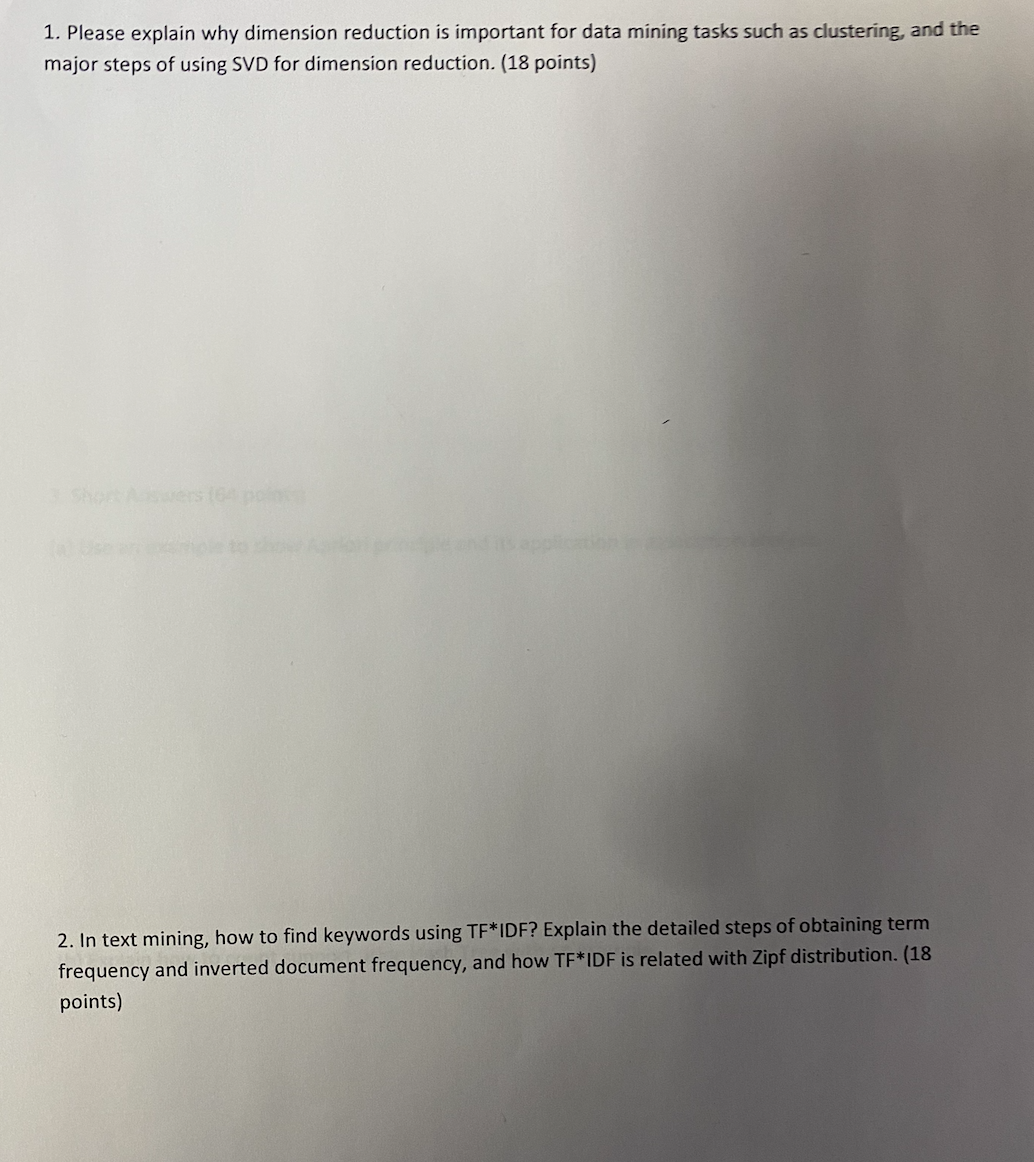 1 . Please explain why dimension reduction is