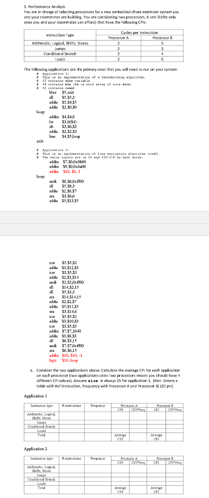 Performance Analysis You are in charge of