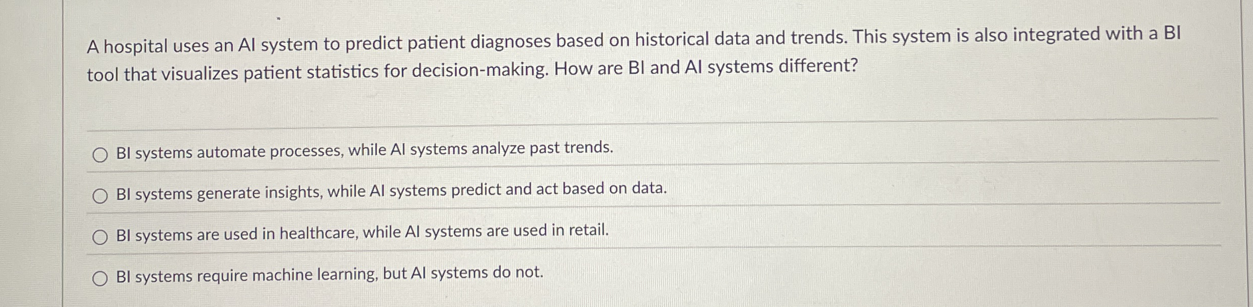A hospital uses an Al system to predict patient