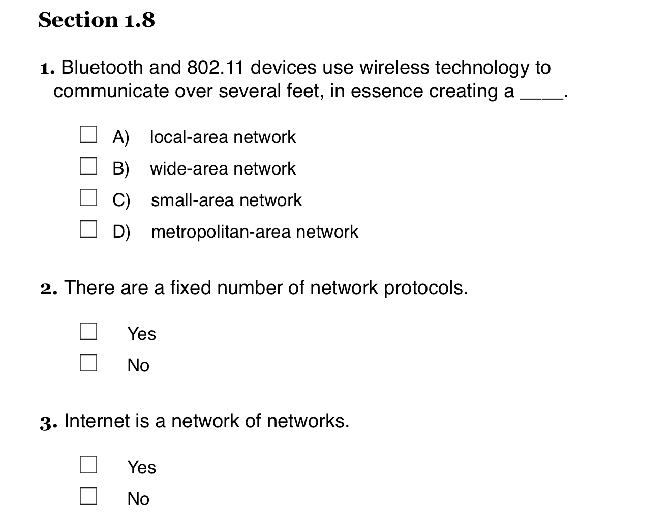 Section 1 . 8 Bluetooth and 8 0 2 . 1 1 devices