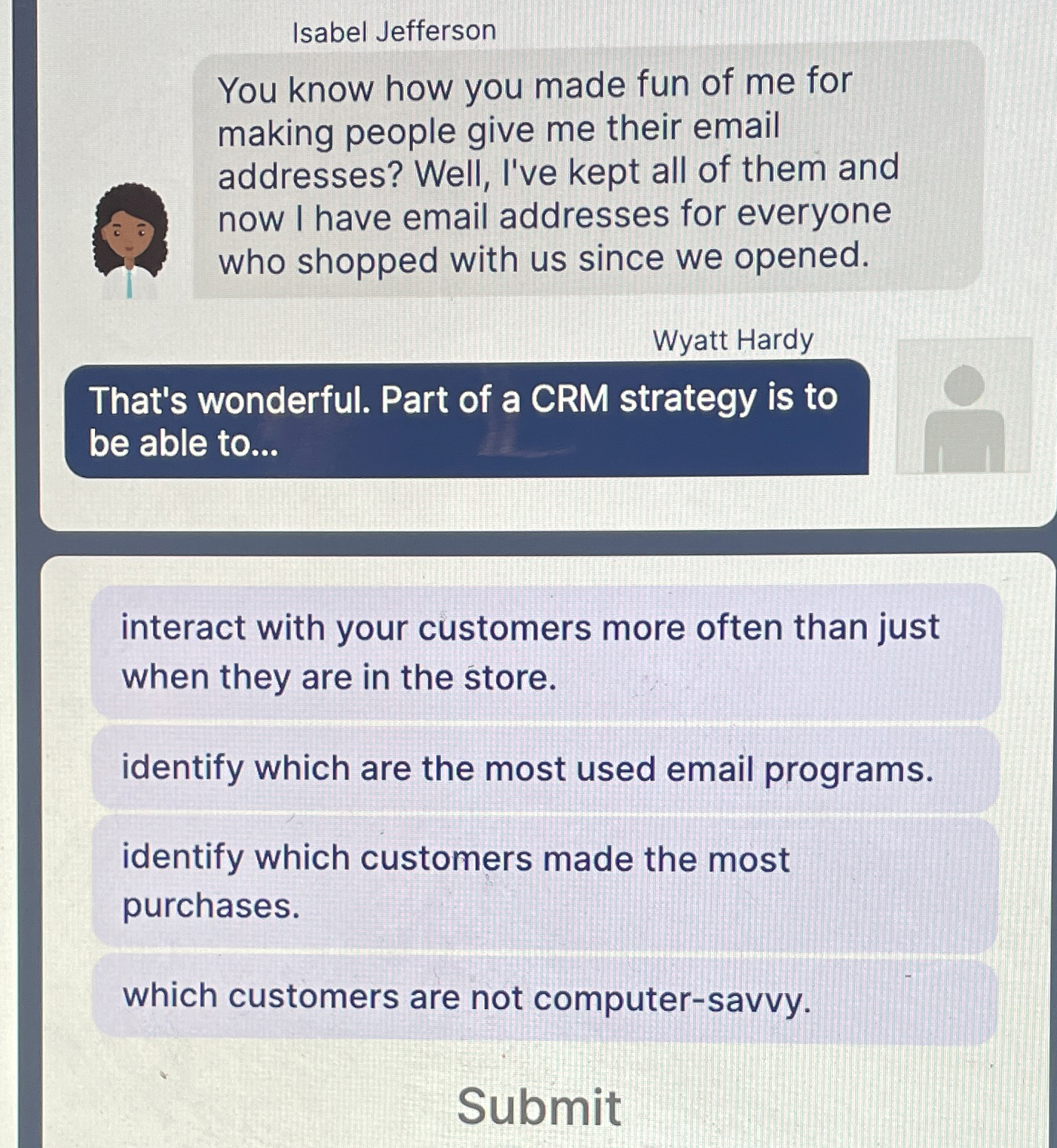 Isabel Jefferson You know how you made fun of me