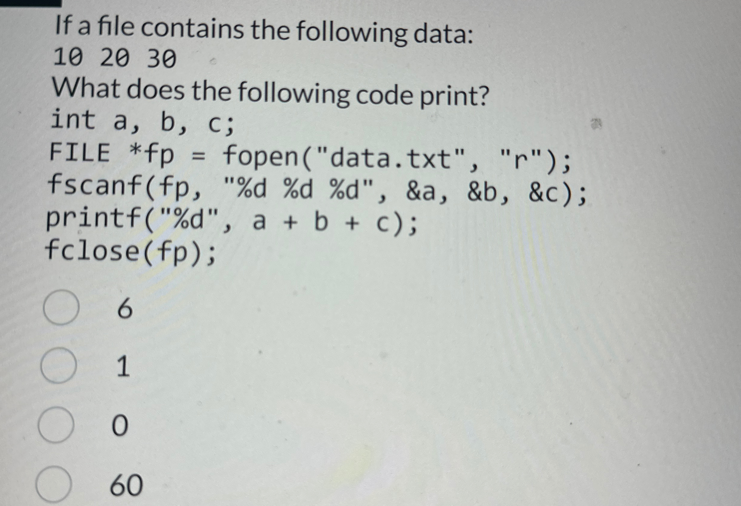 If a file contains the following data: 1 0 , 2 0