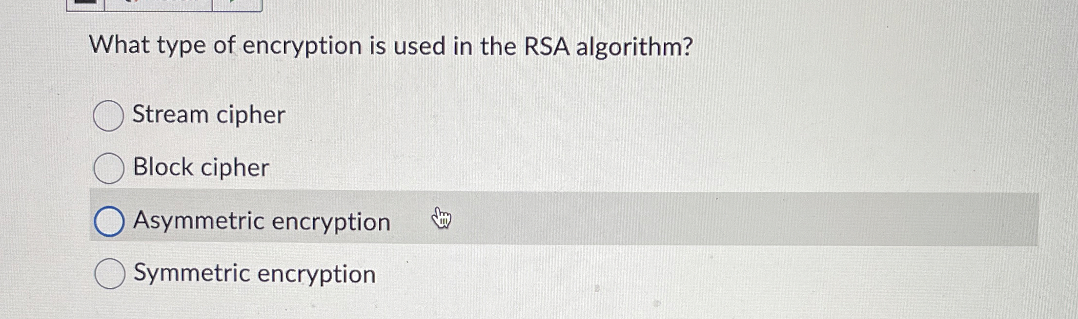 What type of encryption is used in the RSA