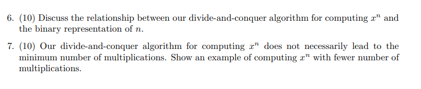 7 . ( 1 0 ) Our divide - and - conquer algorithm