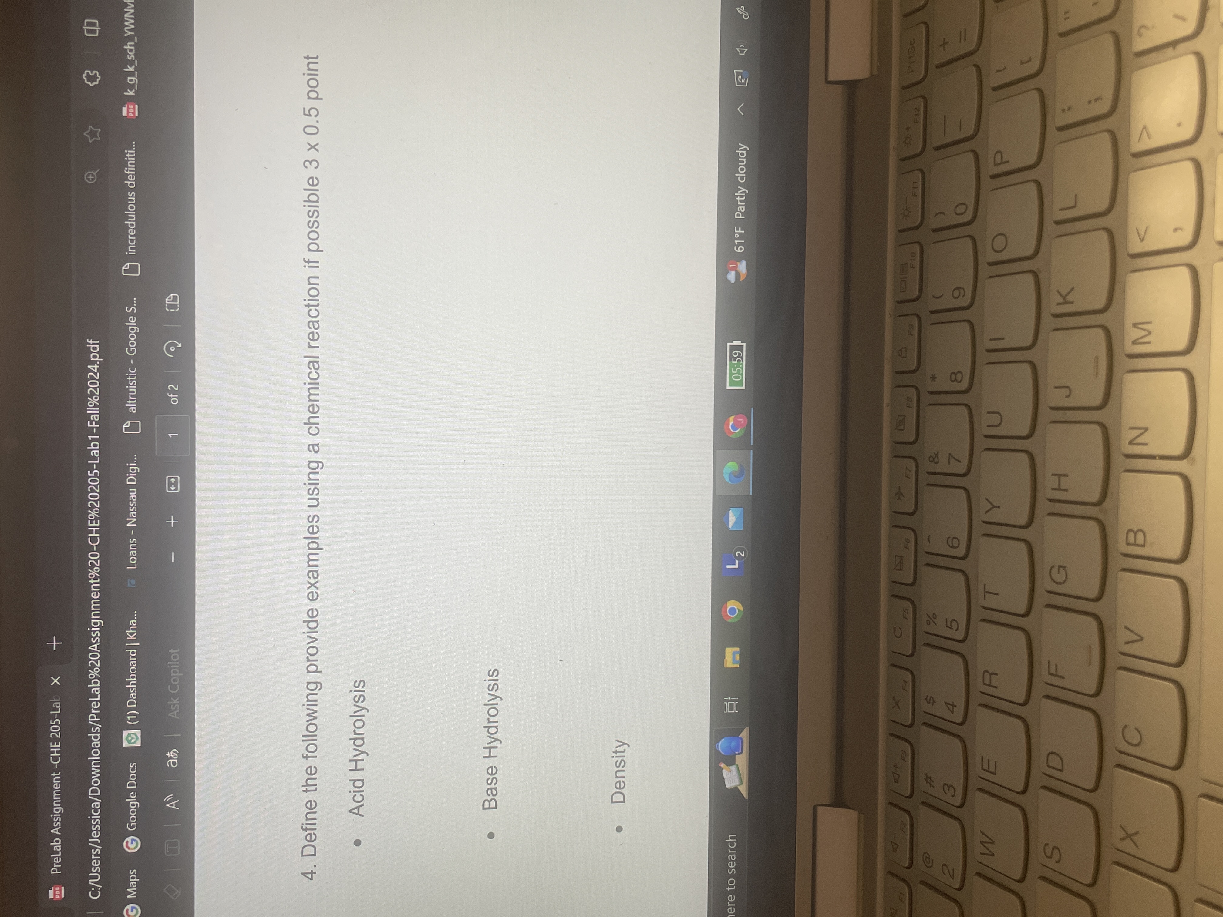 Define the following provide examples using a