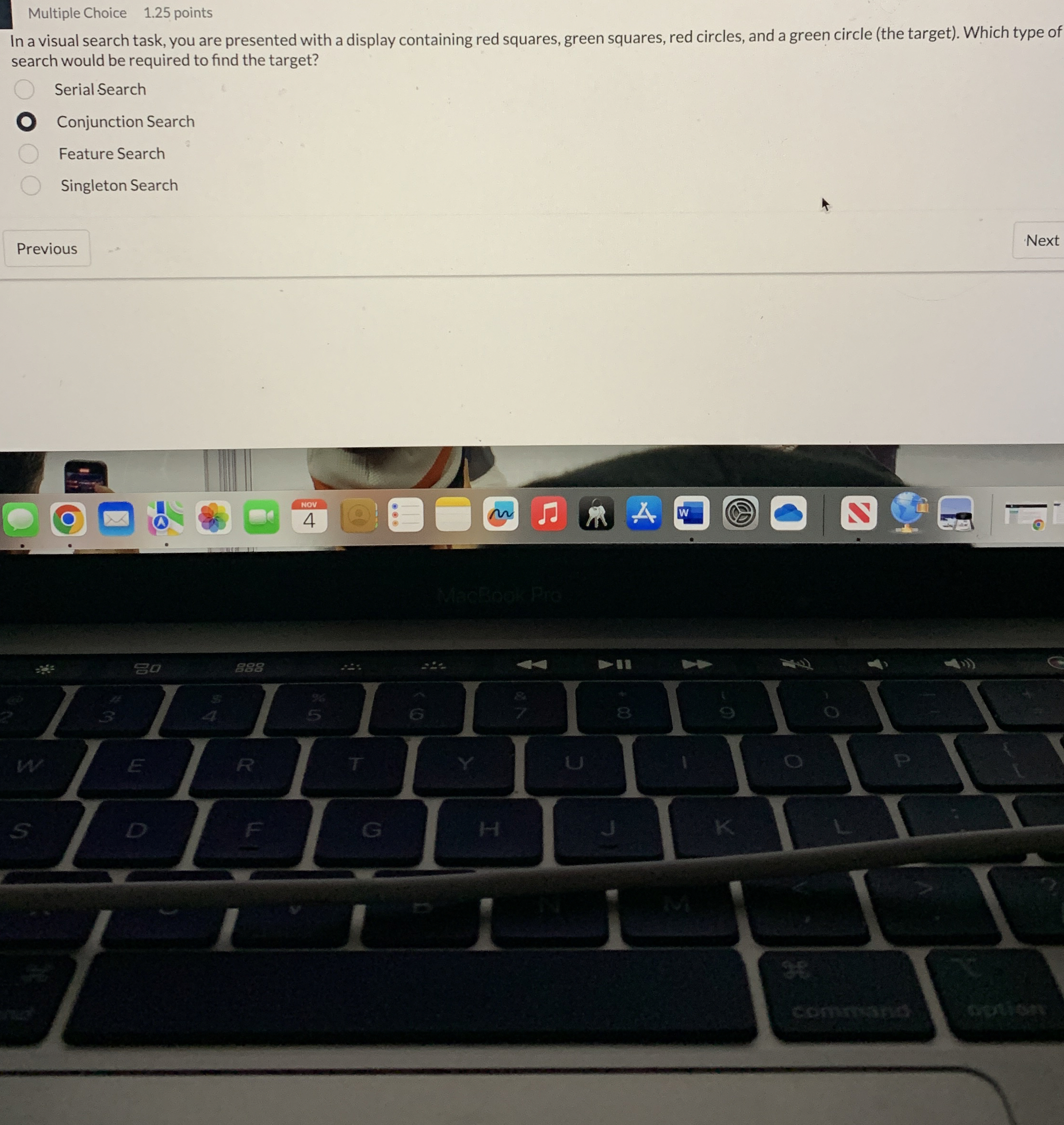 In a visual search task, you are presented with a
