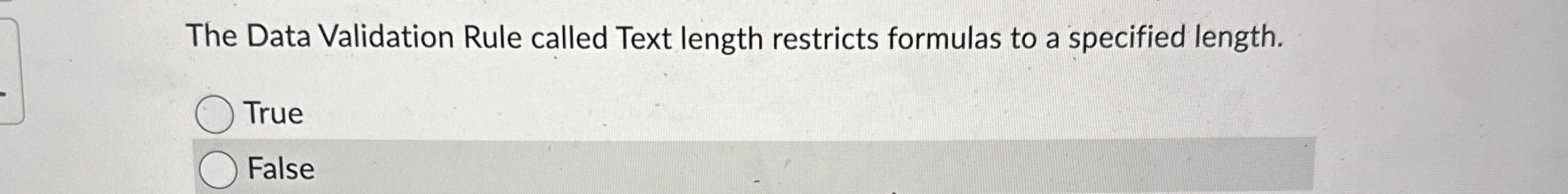 The Data Validation Rule called Text length