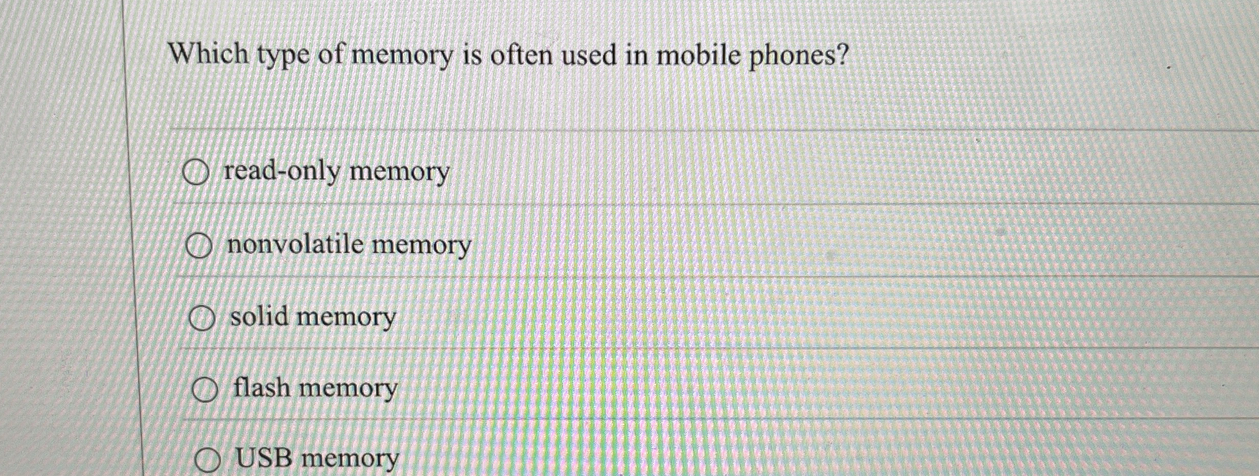 Which type of memory is often used in mobile