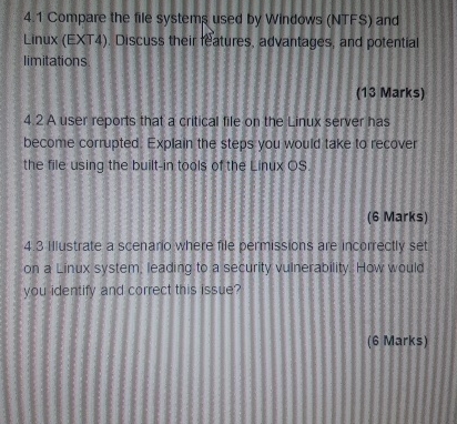 4 . 1 Compare the file systems used by windows (