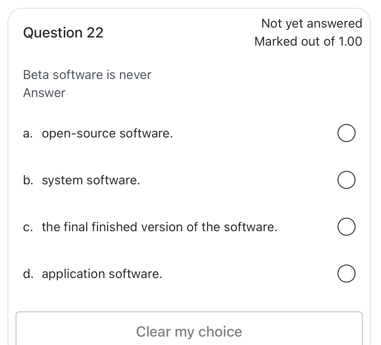 Question 2 2 Not yet answered Marked out of 1 . 0