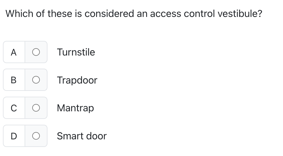 Which of these is considered an access control