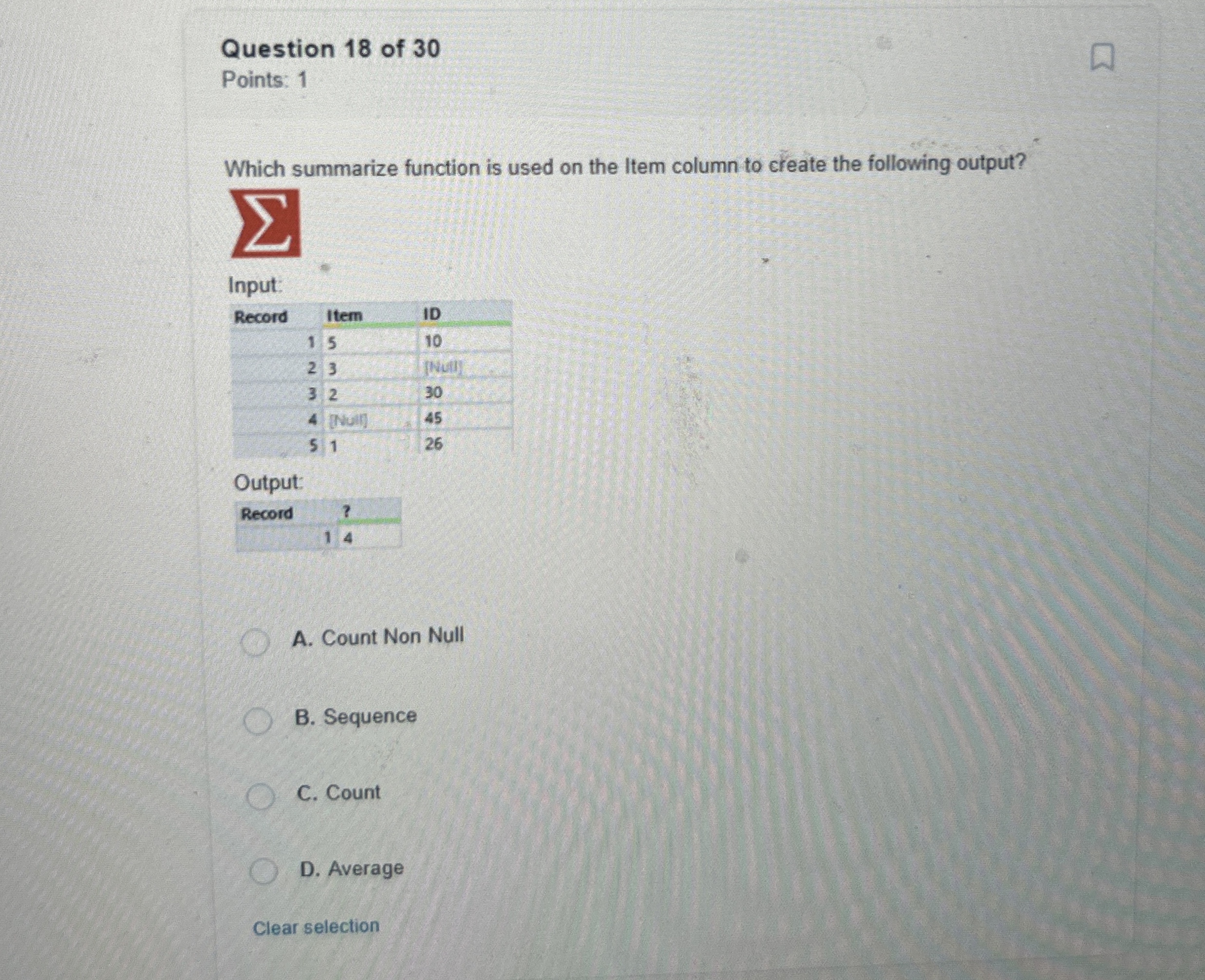 Question 1 8 of 3 0 Points: 1 Which summarize