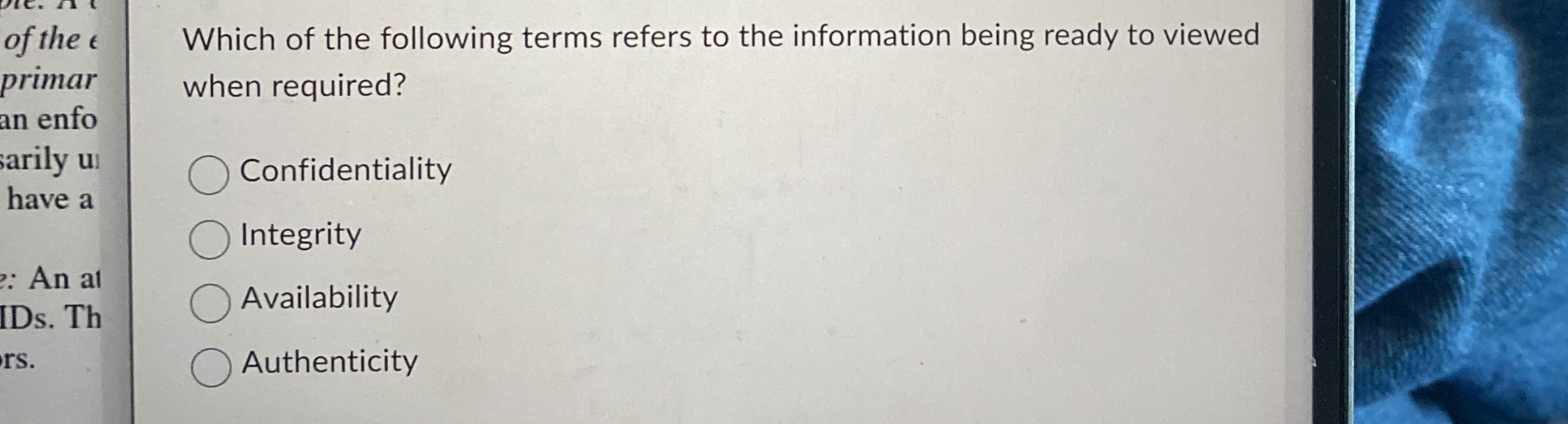 Which of the following terms refers to the