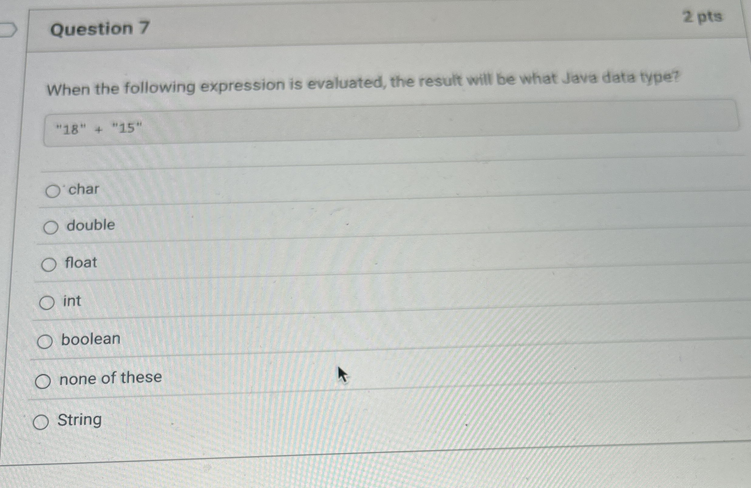 When the following expression is evaluated, the