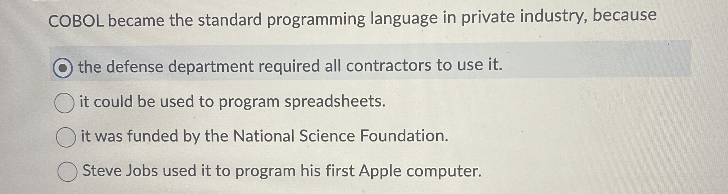 COBOL became the standard programming language in