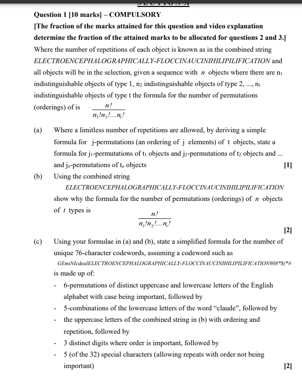 Question marks ] - COMPULSORY [ The fraction of