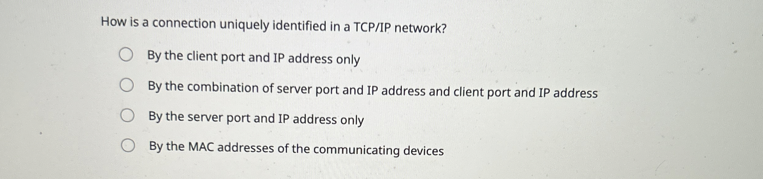 How is a connection uniquely identified in a TCP