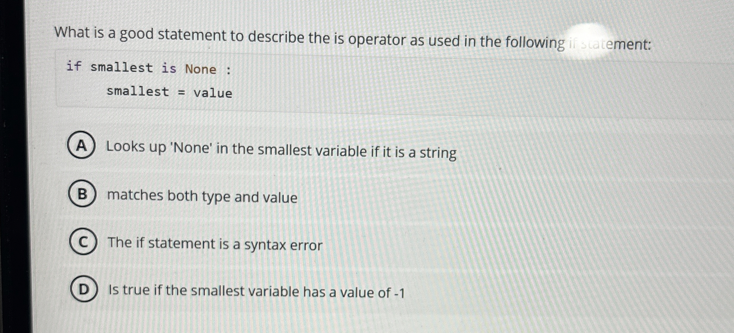 What is a good statement to describe the is