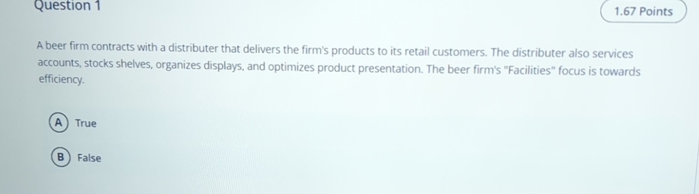 Question 1 A beer firm contracts with a